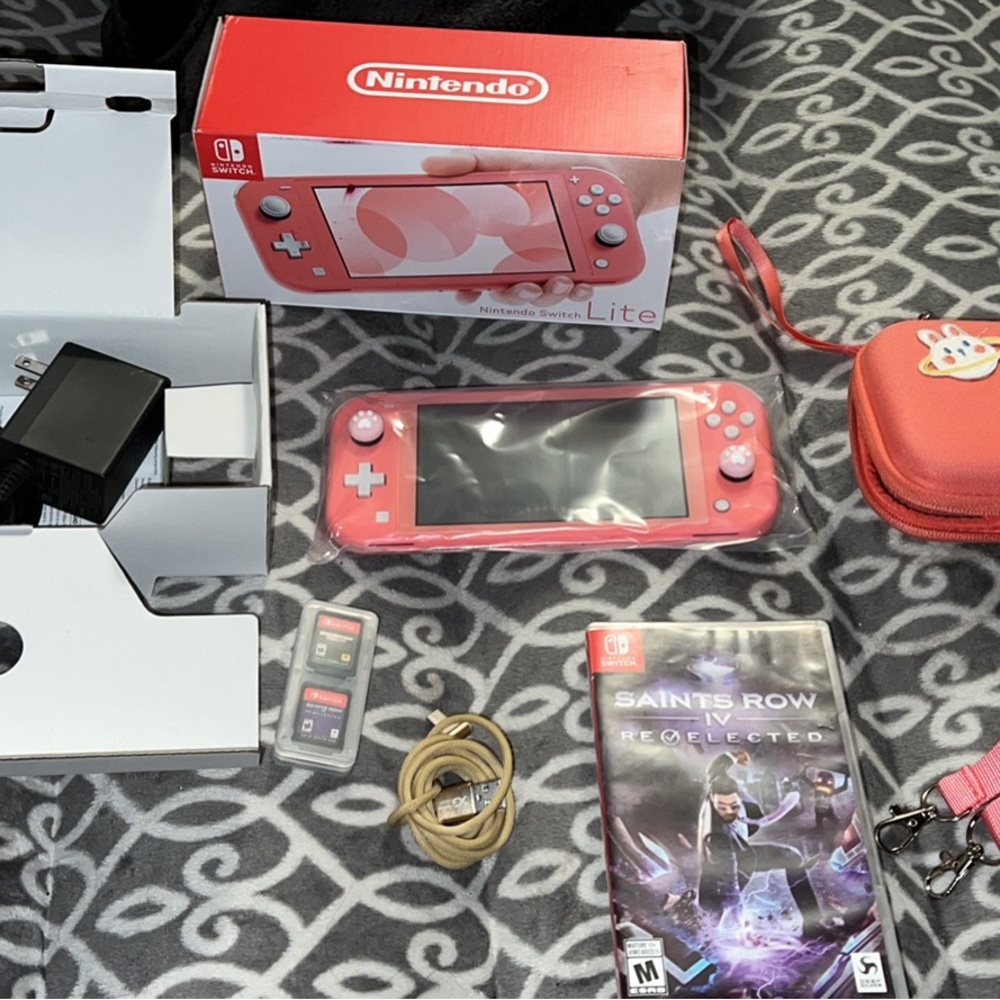 Nintendo Switch lite bundle with extra long charging cable